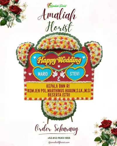 Karangan Papan Bunga Pernikahan di Dembe Ii